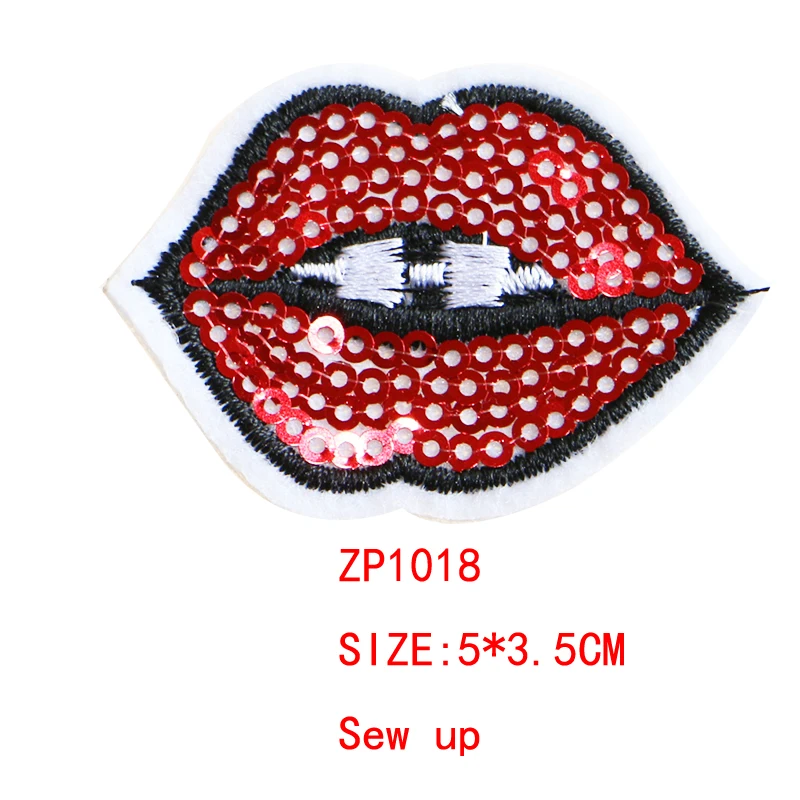 Varie sexyyllips icona di paillettes ferro ricamato su toppa per abbigliamento strisce fai da te adesivi Patchwork distintivi sullo zaino