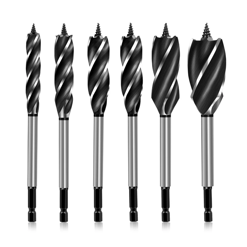 

Four Flute Hex Shank 10mm -32mm High Carbon Steel Screw Point Woodworking Fast Speed Wood Drilling Holes Drill Bit