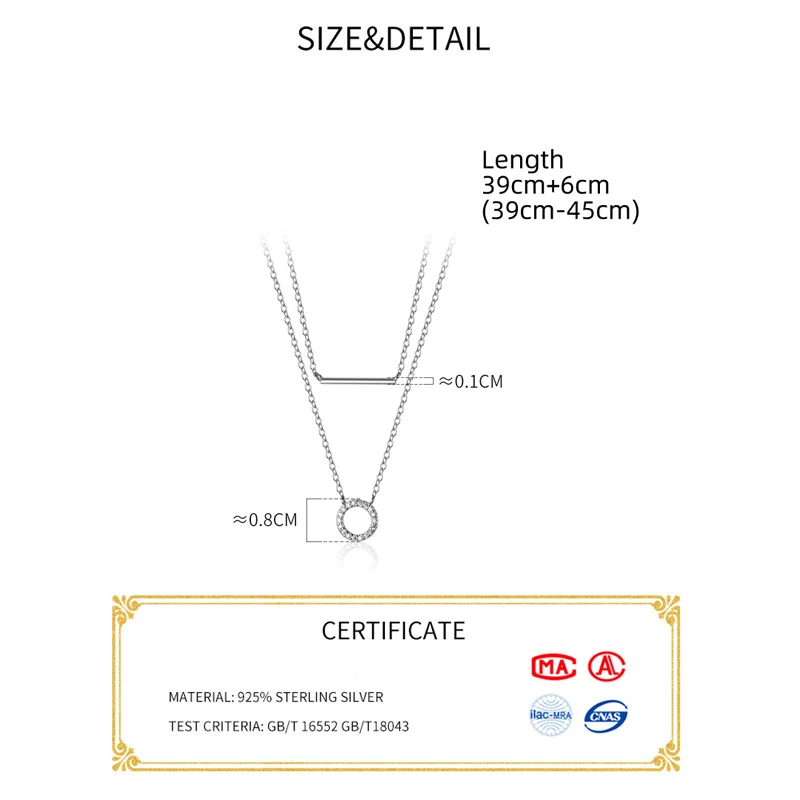 La Monada Women\'s Necklace 925 Silver Chains Woman On Neck Layer Circle Pendant Fine Jewelry For Women Necklace Silver Girls
