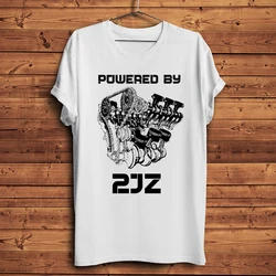 Powered By 2JZ engine JDM funny geek tshirt Men summer new White Casual short sleeve T Shirt Unisex streetwear tee