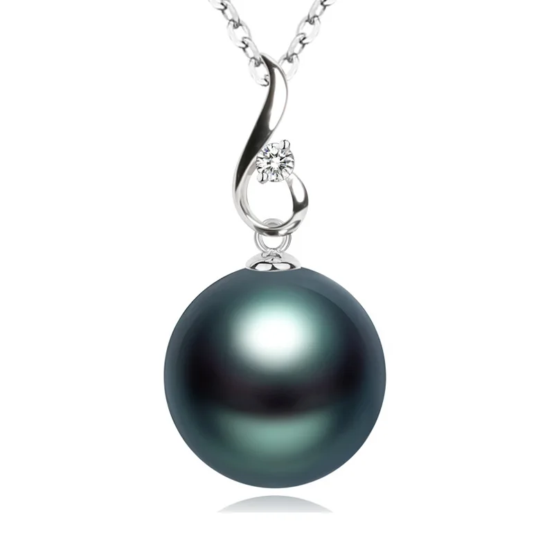 HuiSept 925 Silver Jewelry Necklace with Black Pearl Zircon Gemstone Pendant Accessories for Women Wedding Party Gift Wholesale