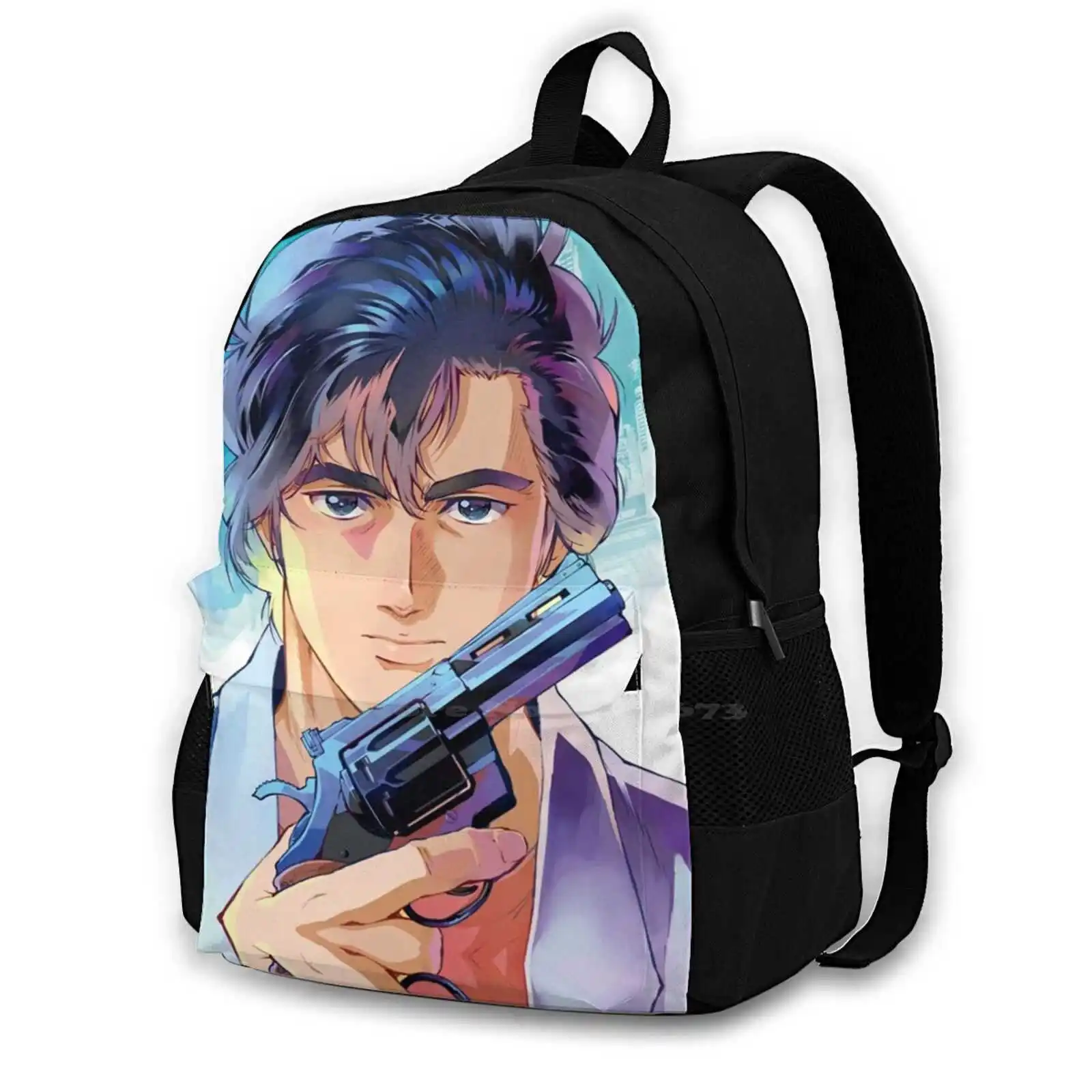 

City Hunter-Ryo Saeba Fashion Pattern Design Travel Laptop School Backpack Bag City Hunter Nicky Larson Ryo Saeba 357 Mangas