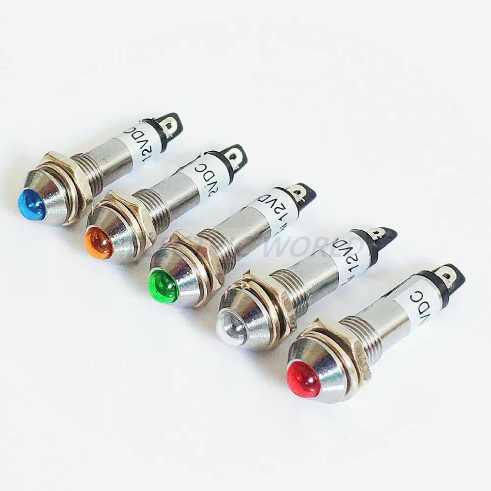 8mm metal Indicator lights waterproof Signal lamp no wire 12V 24V 220v power signal lamp LED indication mini indicator light