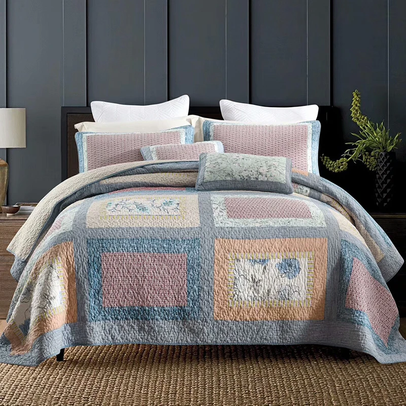 Patchwork Cotton Quilt Set 3-Piece Bedspread on the Bed Comforter King Queen Size Summer Quilted Blanket for Bed Coverlet