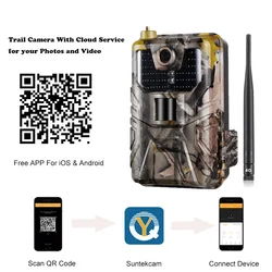 SuntekcamAPP Control Trail Camera Cloud Service 4G 30MP 2K telecamere per la caccia alla fauna selvatica Wireless sorveglianza per visione notturna HC900Plus