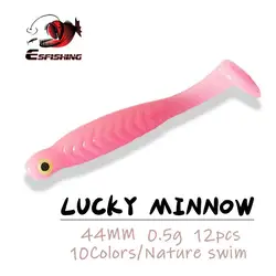 ESFISHING Soft Silicone Bait Lucky Minnow 44mm 12pcs Jigging Artificial Ice Mini Fishing Lure Tackle