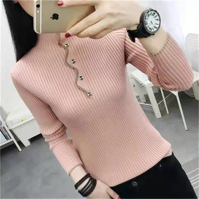 

2024 Half High Neck Knitted Bottoming Shirt Female Spring Autumn Winter New Sweater Women Slim-Fit Pullover Jacket Ladies Tops