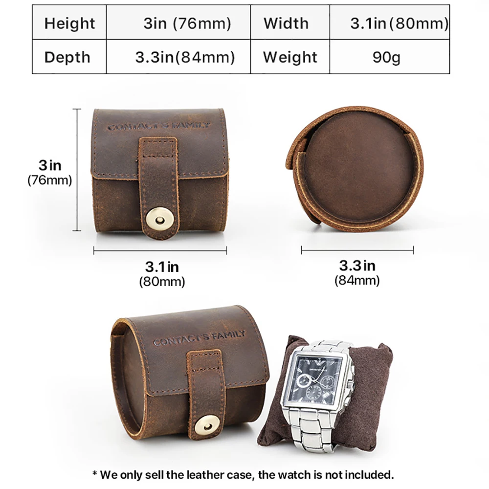 Vintage Genuine Leather Watch Roll Box Jewelry Case for Men Watch Storage Organizer Chic Display Gift box With Pillow Cushion