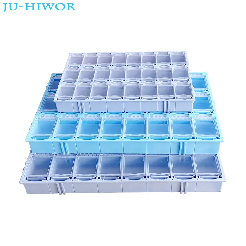 SMD SMT IC Electronic Plastic Component Mini Storage Box Diy Practical Container Resistor Capacitor IC Loader Grey Blue