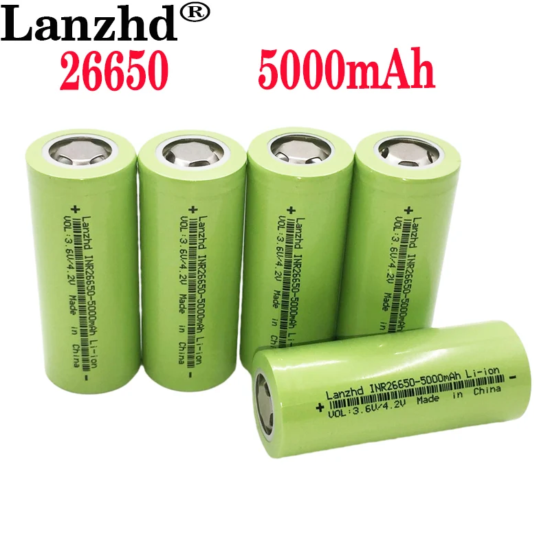 1-10 PCS New Batteries 26650 Rechargeable Battery 50A Lithium Battery 3.7V 5000mAh Suitable for Power Tools