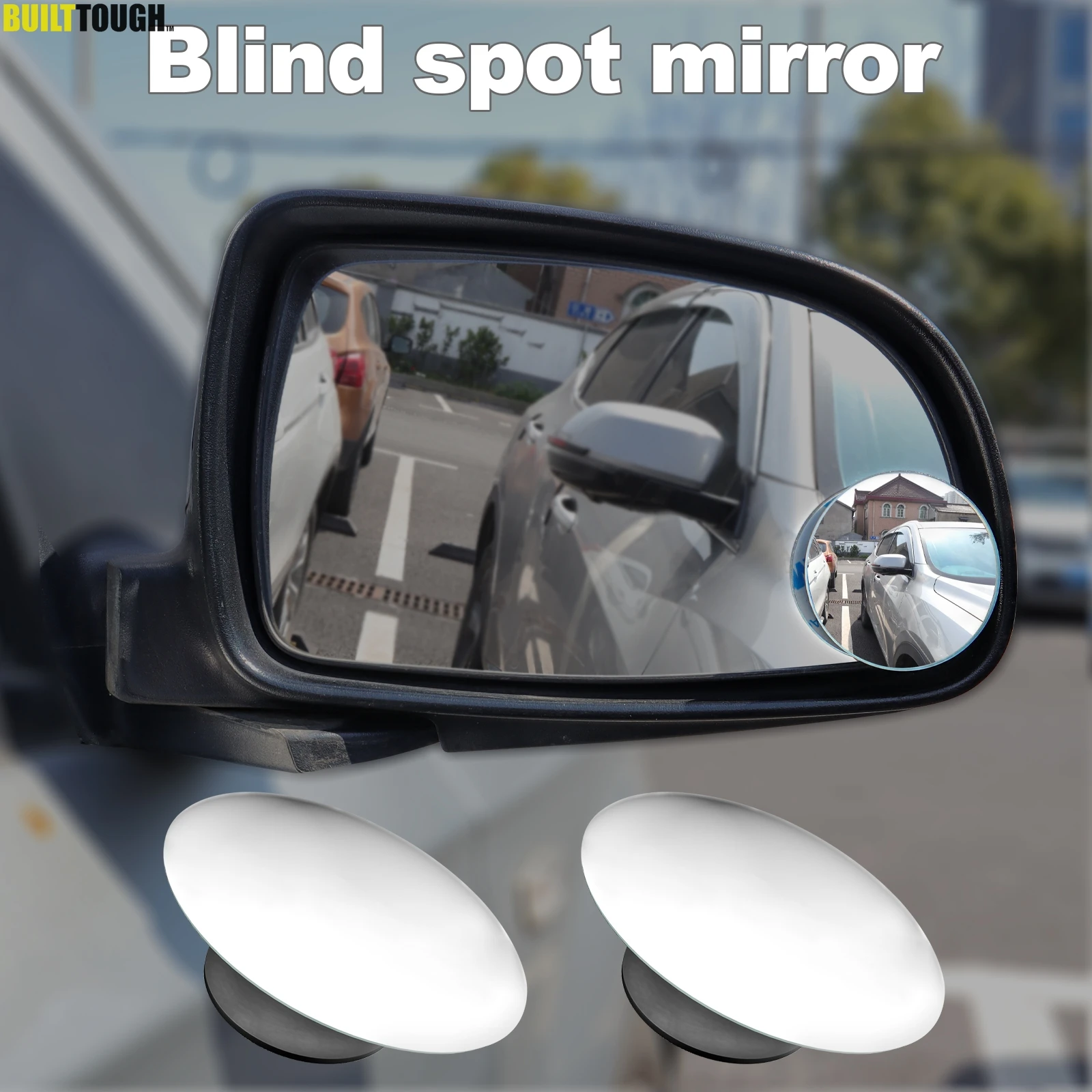 Pair 360 Degree HD Spot Blind Convex Mirror Small Round Wide Rimless Rearview Parking Reverse Blindspot Frameless Mirrors