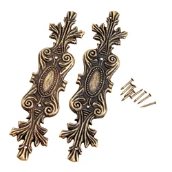 2pcs Decorative Corners Bracket Retro applique Antique Bronze Box Feet Leg Protectors Furniture Fittings Accessories Iron 10cm
