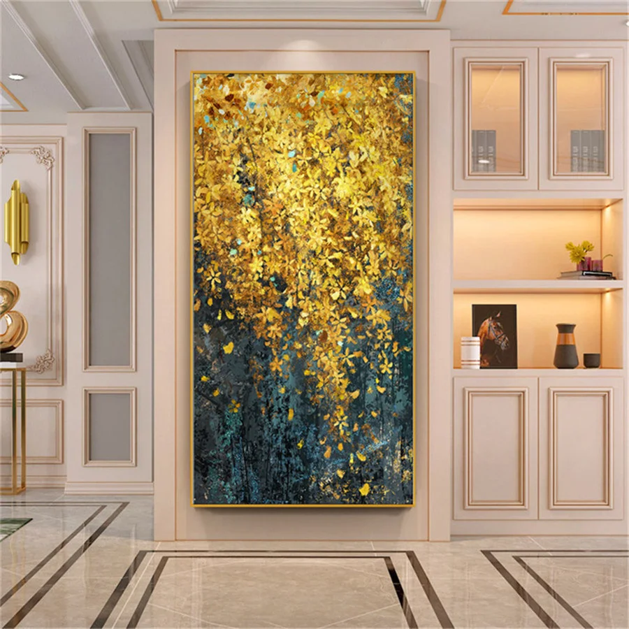 Hand-painted canvas oil painting four seasons city flowers modern abstract landscape palette knife picture wall art living room