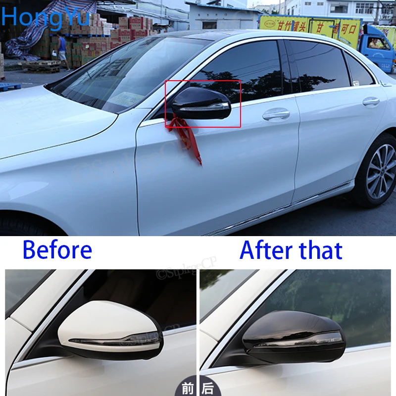 For Mercedes-Benz C S E GLC G Class AMG W205 X253 W222 W213 W238 Rearview Mirror Cover Bright Black Replacement 2014 - 2019 LHD