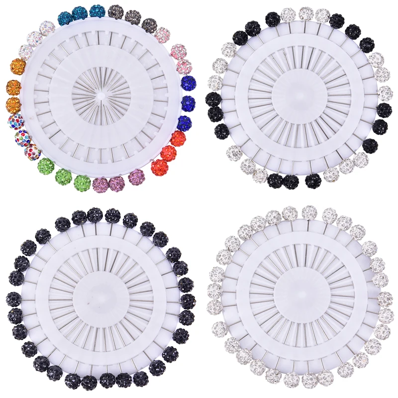 12/30Pcs Fashion Crystal Ball Brooch Pin Muslim Hijab Scarf Pins Scarf Clip Wedding Pin For Women Hijab Pins With Hat