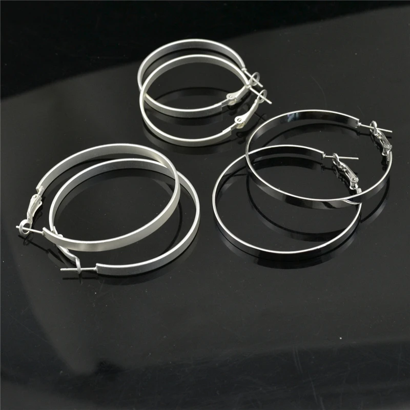 Hoop Earring for Women Star Wide Simple Big Circle Gold Black Silver Plating Wholesale Exaggeration Personality Temperament Girl