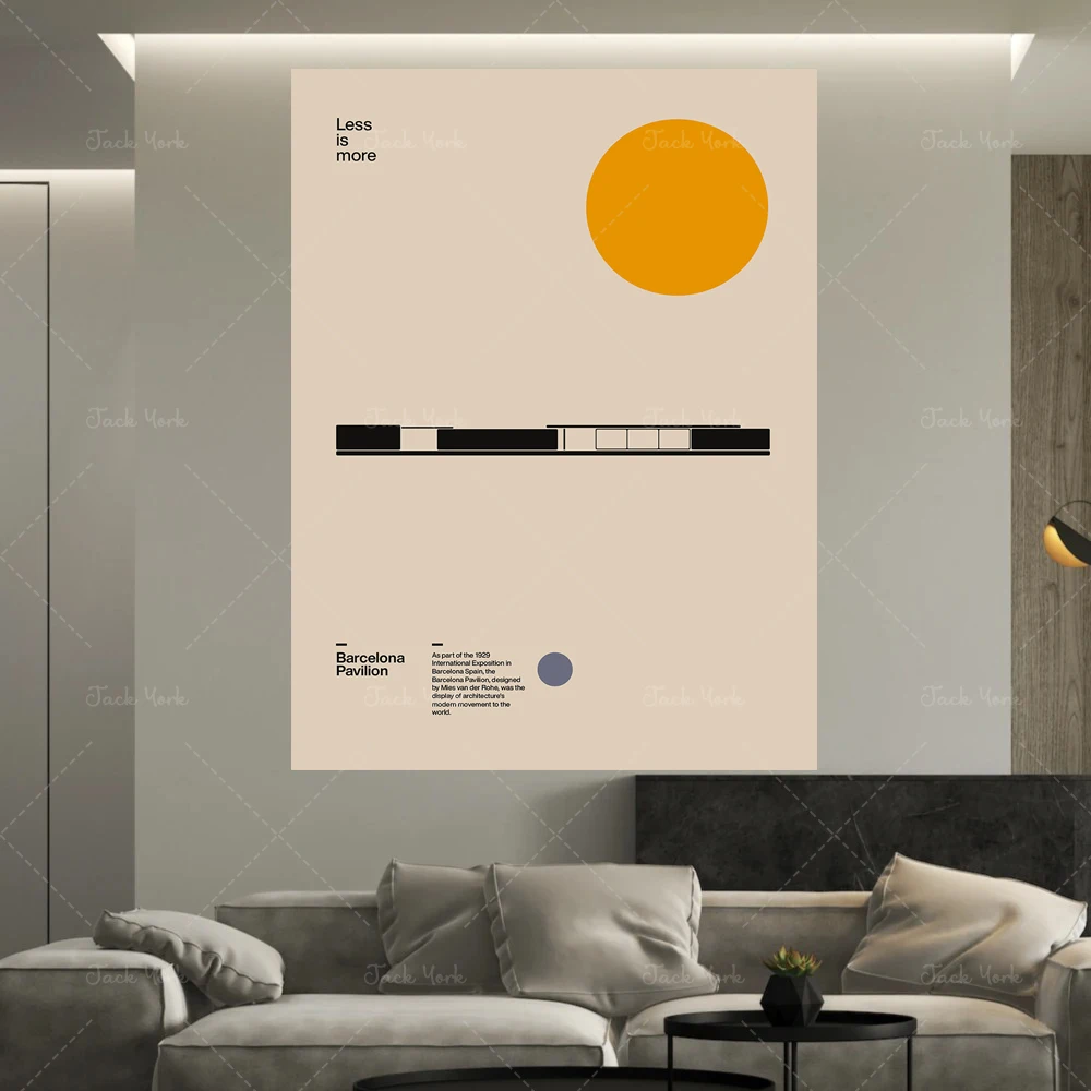 Poster Barcelona Pavilion Ludwig Mies Van Der Rohe Minimal Architecture Bauhaus Design Wall Art Home Decor