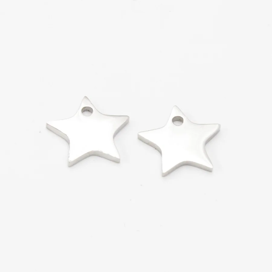 

50pc 11*16mm Stainless Steel Mirror Polish Cute Star Charm Stamping Pendant for DIY Necklace Handmade Craft Wholesale