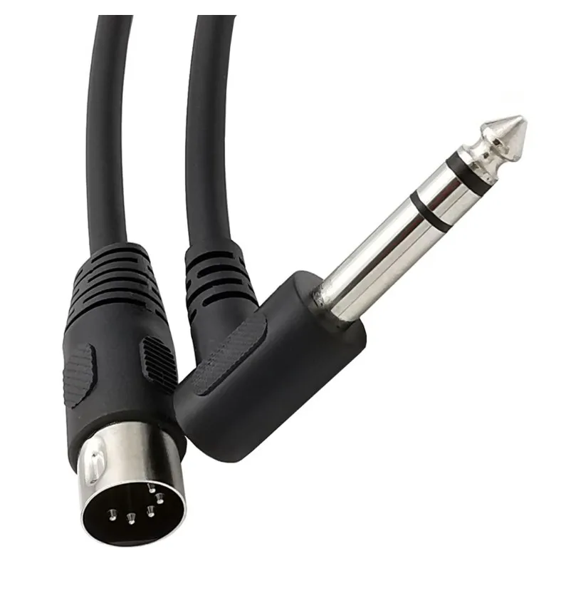 1.5M 90 Degree Right Angled MIDI Din 5Pin Male To Monoprice 6.35mm (1/4 Inch) Male TRSElectric Piano Guitar Stereo Audio Cable