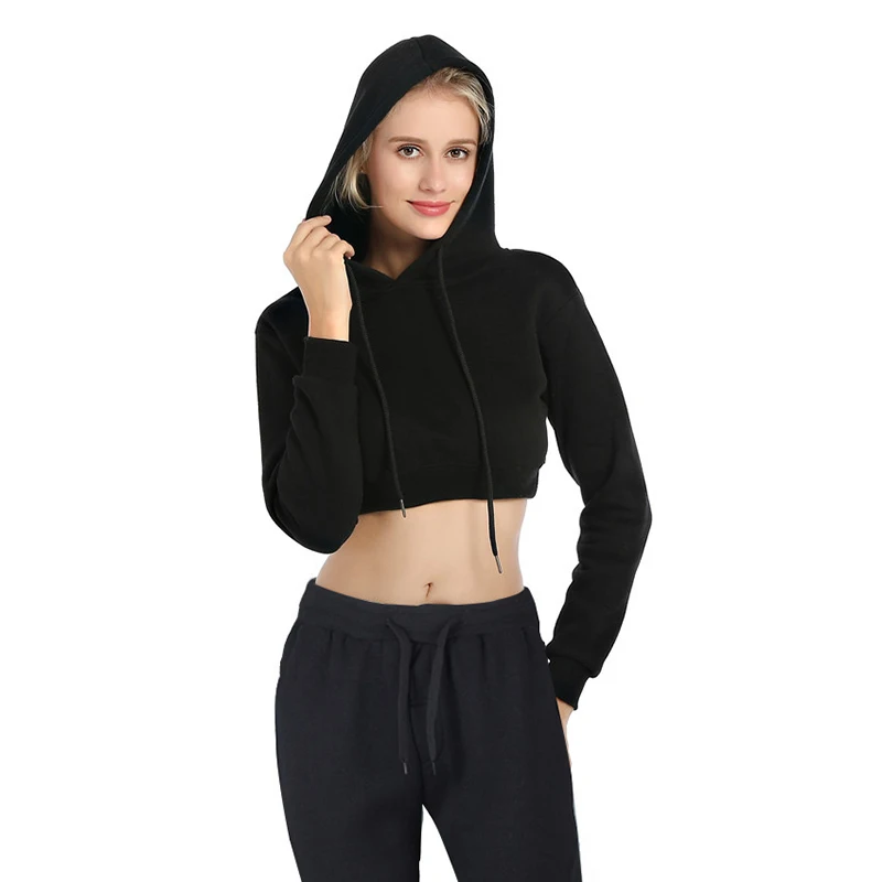 Mùa Thu Nữ Hoodie Quá Khổ Nữ Áo Khoác Thời Trang Chắc Chắn Femme Crop Tay Dài Cao Cấp Bé Gái Cao Cấp