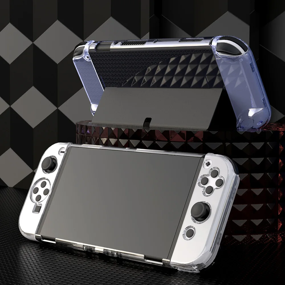 Capa protetora transparente para nintendo switch, controlador oled, acessórios de jogos, capa de proteção dura para console switch oled