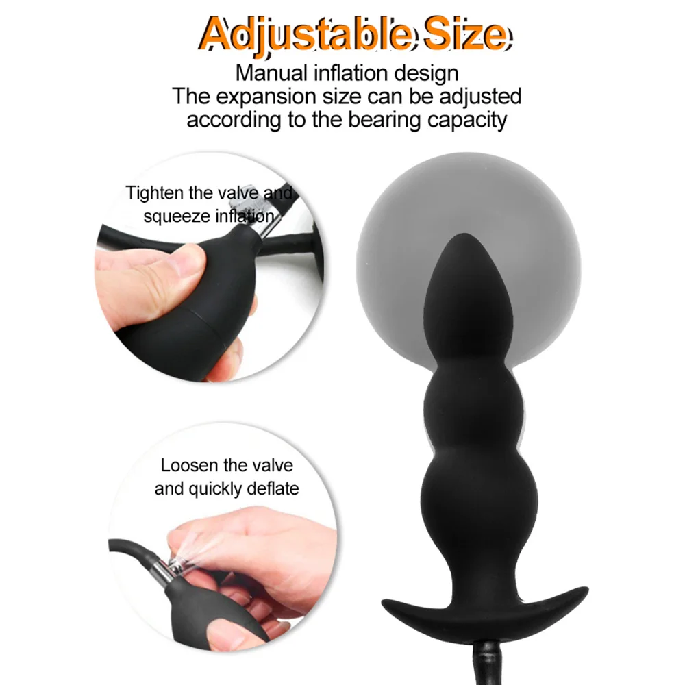 Adult Products Expandable Butt Plug With Metal Ball Silicone Massager Sex Toys for Women Men Inflatable Anal Plug Dilator