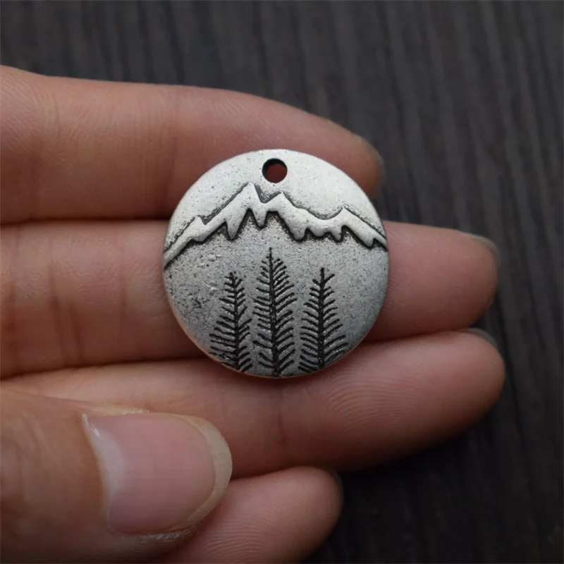 

Snow Mountain Pine Tree Pendant Camping Picnic Jewelry for Adventurer Meaningful Gift