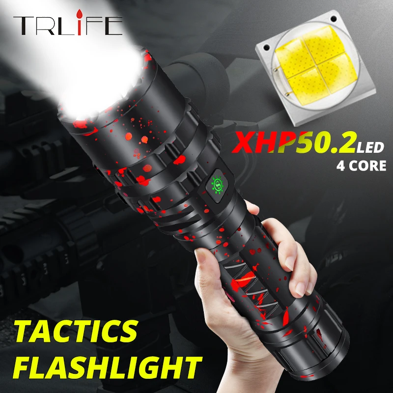 80W Tactical Flashlights Powerful XHP50.2 LED Flashlight Aluminum Hunting L2 Waterproof 18650 26650 Torch Camping Lanterna