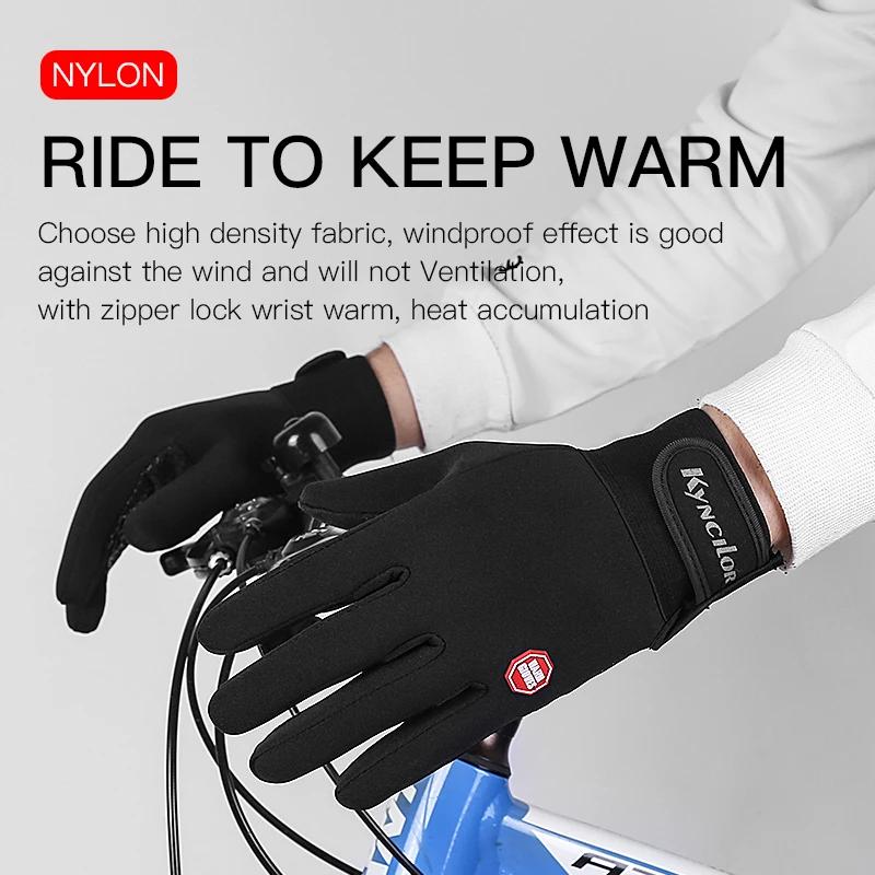 Winter Cycling Gloves With Wrist Support Touch Screen Bicycle Gloves Outdoor Sports Anti-slip Windproof Bike Full Finger Gloves