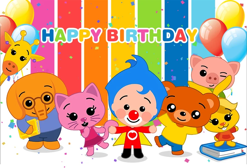 Plim Hintergrund Kinder 1st Geburtstag Party Fotografie Cartoon Schwein Bär Foto Hintergrund Regenbogen Vinyl Dekoration Requisiten Banner