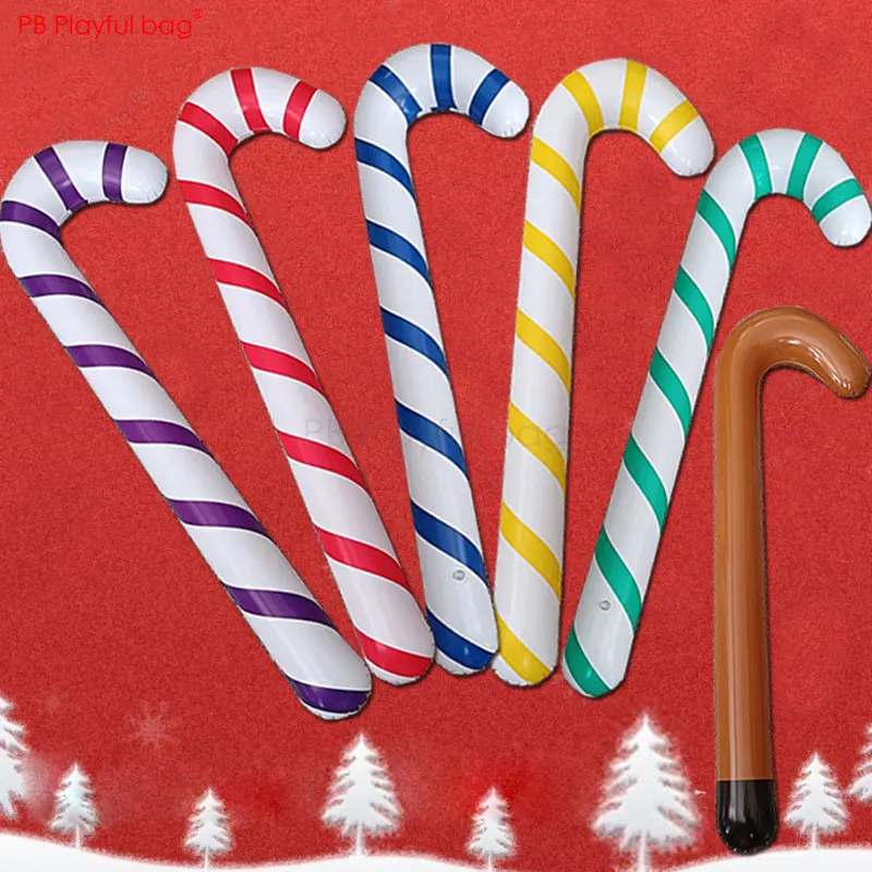 Playful bag 3pcs 87CM Christmas inflatable canes Candy color cane toys Christmas decoration Creative children toy AC06