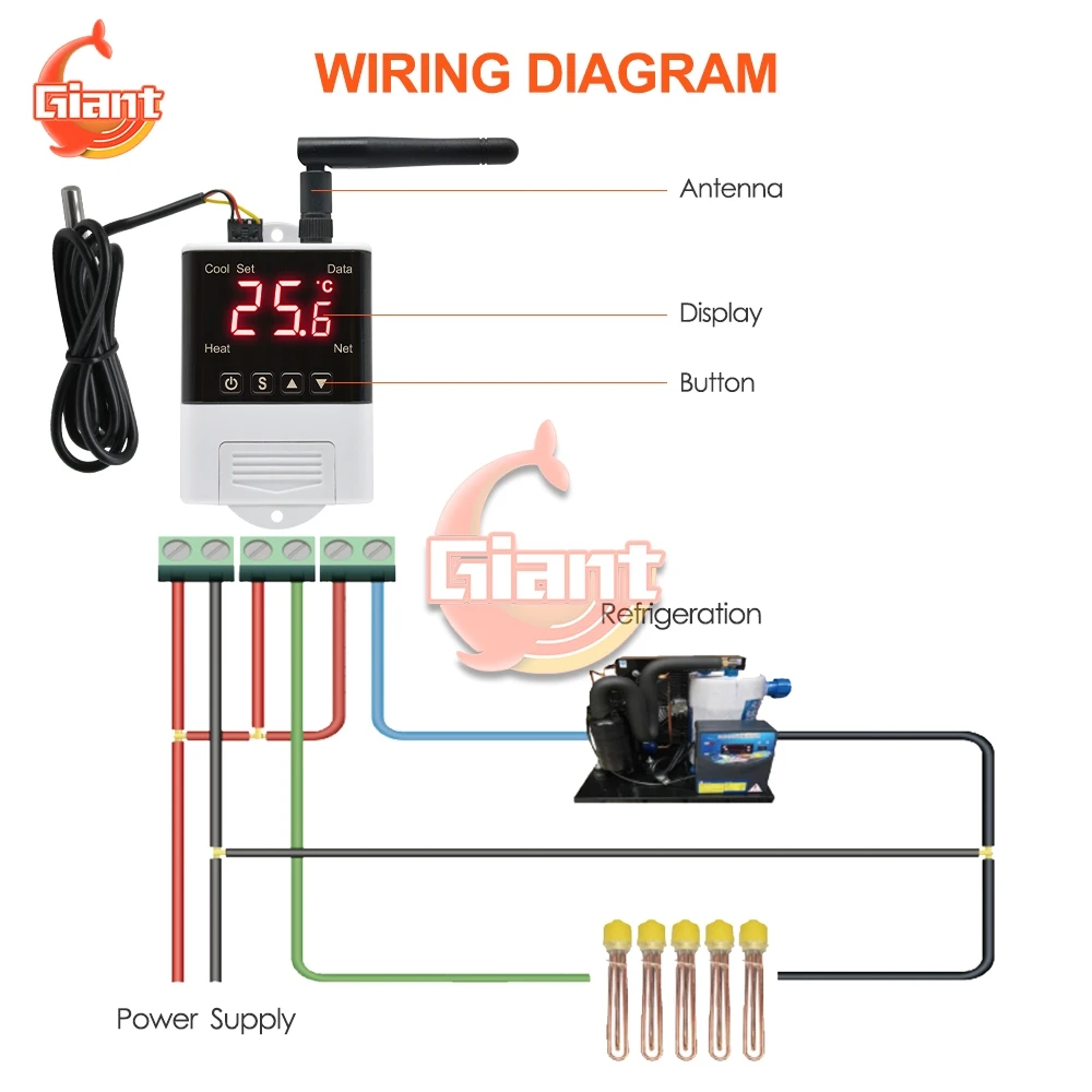 AC 110V 220V DTC2201 Wireless WiFi Temperature Controller Thermostat DS18B20 Sensor Digital Display APP Control for Smart Home