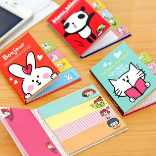 Korean Sticky Notes Stationery  Kawaii Cartoon Panda Cat Rabbit Memo Pad Lovely Girl Flags Tabs 125 sheets Planner Stickers