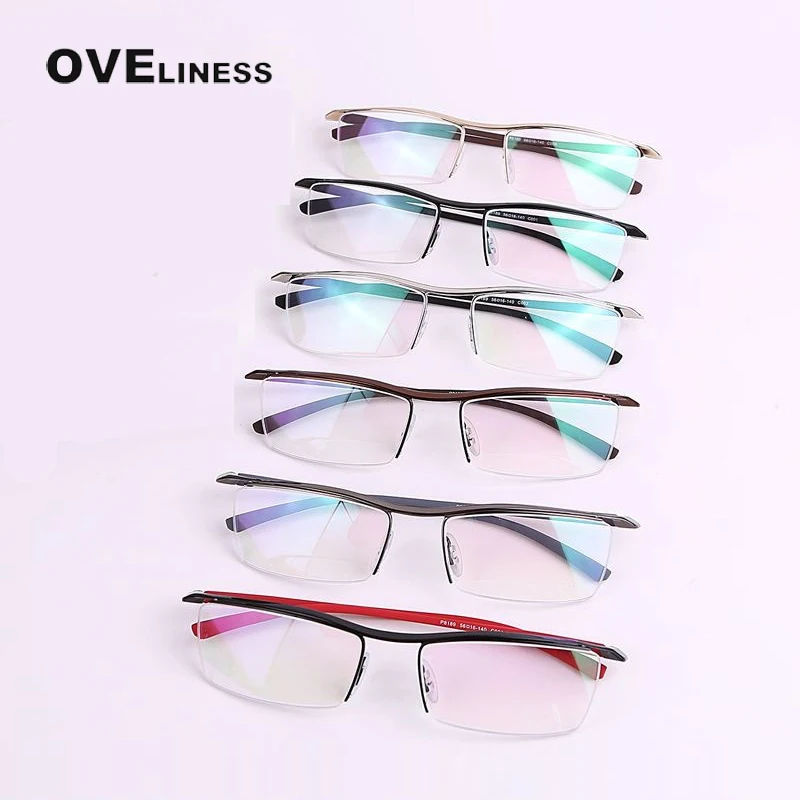 fashion glasses brand optical frame High quality men\'s prescription eyeglasses eyebrow wireframe half rim Spectacles frame 8189