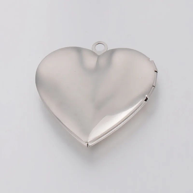 

10pcs 28.5mm Smooth Love Peach Heart Photo Box Mirror Polished Jewelry Making Stainless Steel for DIY Necklace Lovers Pendant