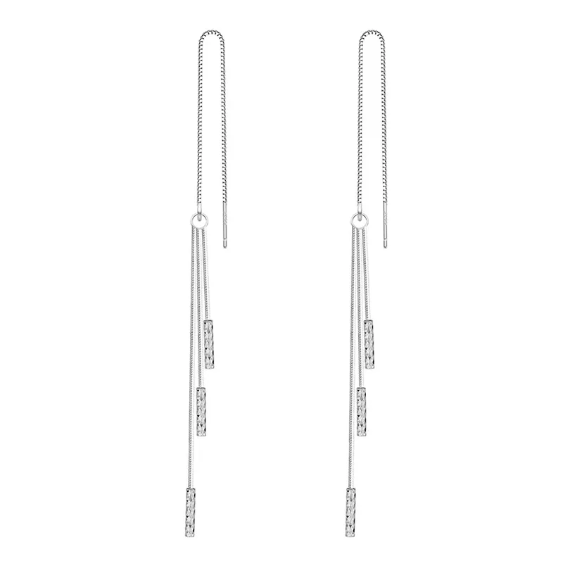 LIVVY-pendientes largos con borlas para mujer, Color plateado, a la moda, de lujo, sencillos, accesorios de joyería para fiesta, regalos