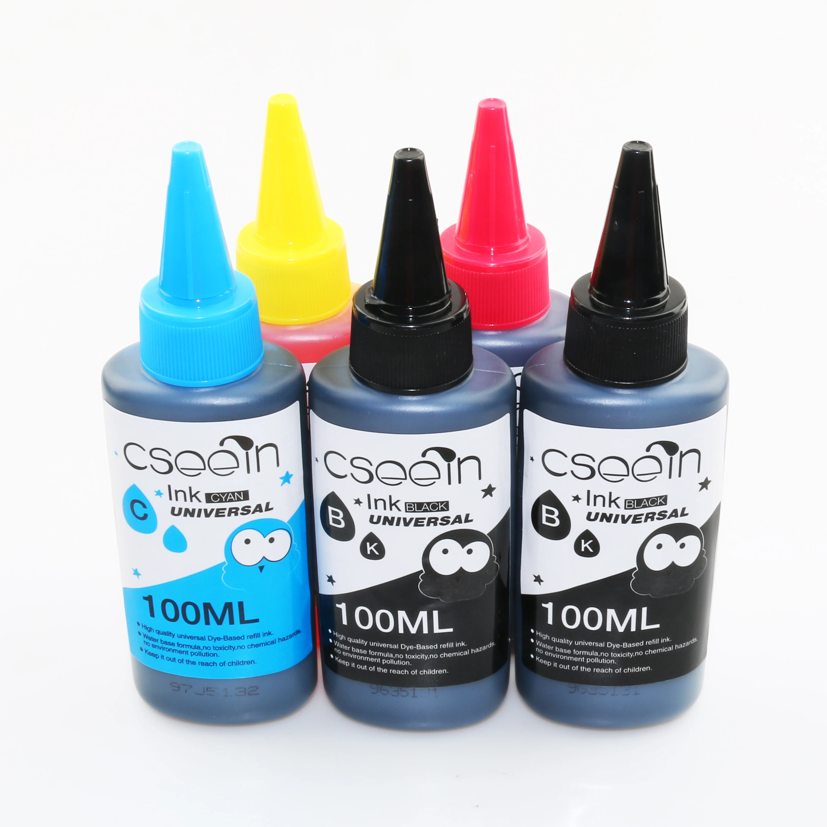 5 PK  Color Dye Refill Ink Replacement For HP Kit 100ML Bottle ink for Epson Premium for Canon Inkjet Printer For Brother