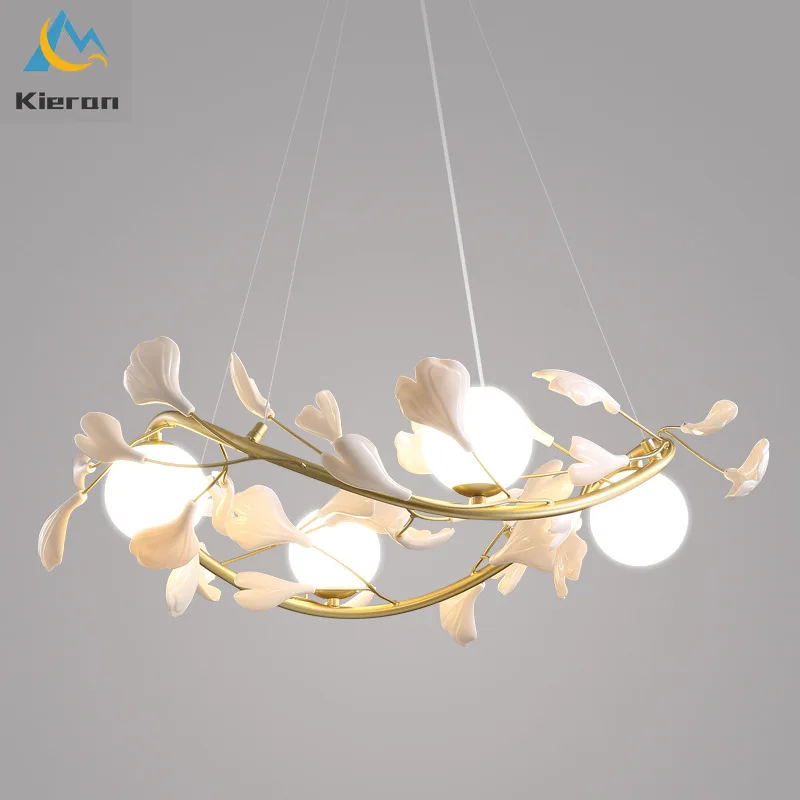 Lustre LED suspendu Ginkgo au design nordique moderne et luxueux, luminaire décoratif d'intérieur, idéal pour un salon, une chambre à coucher, un Restaurant ou un hôtel