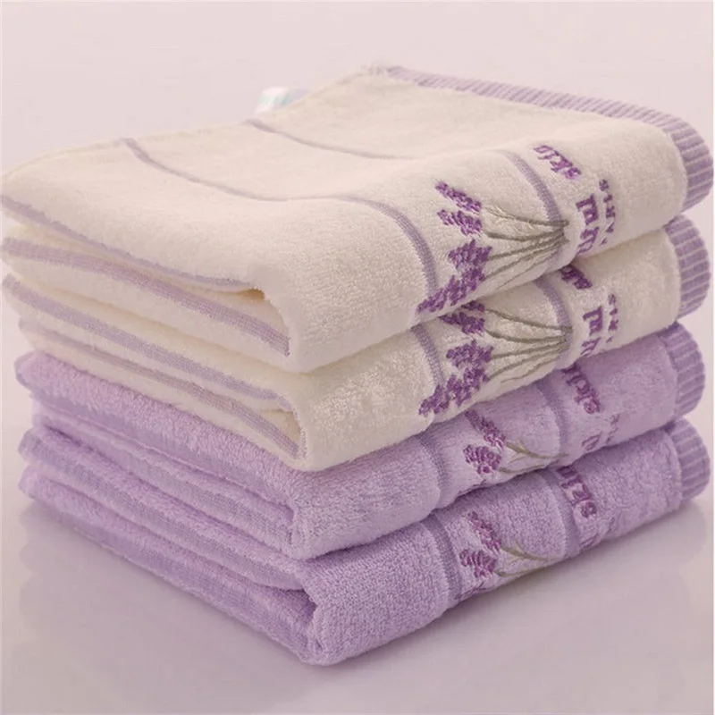 High Quality Bath Towel Cotton Embroidery Lavender Aromatherapy Soft Hand Face Towel Sheet Set 34 x 74cm bath towel New