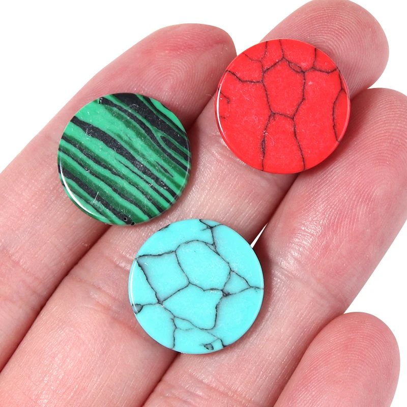 30/20/10pcs/bag Natural Stone 6-22mm Round Flat Strips Turquoise Malachite Spacers For DIY Jewelry Making Bracelet Accessories