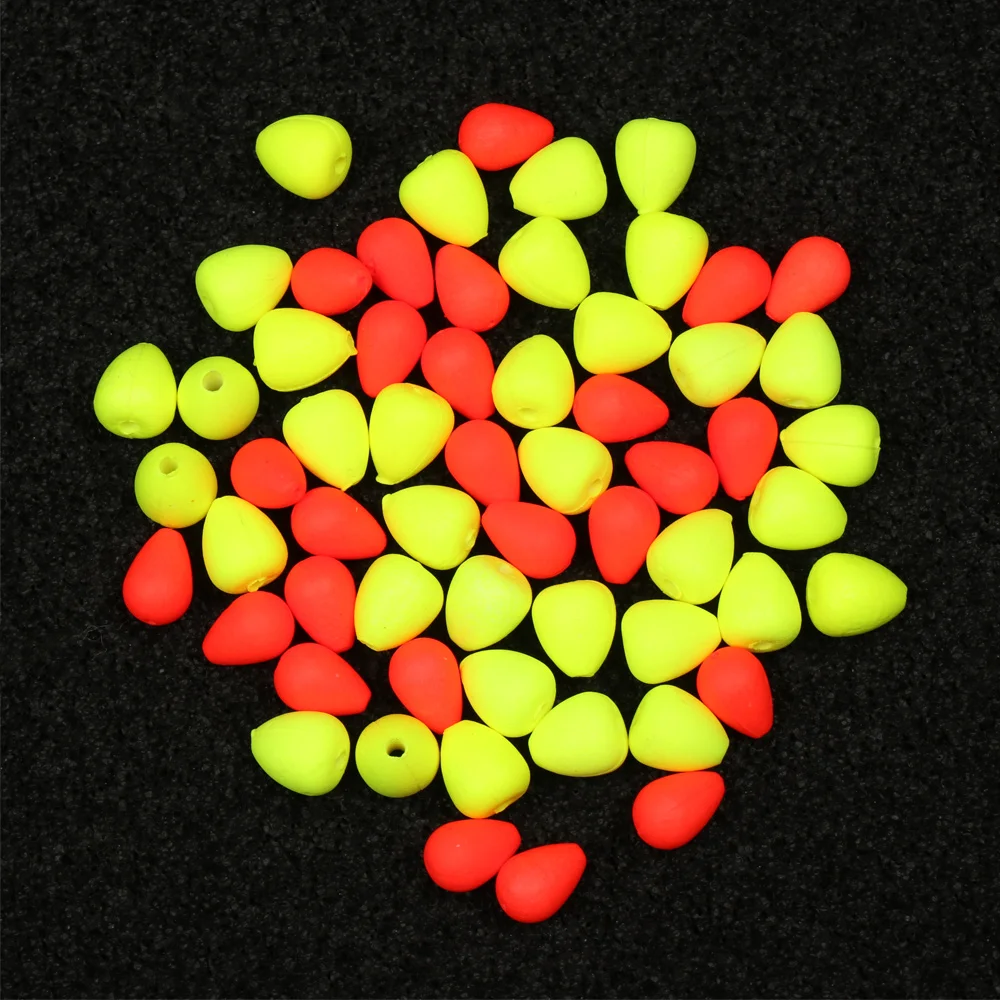 10/50/100Ppcs Red/Yellow Sensitive Tool Moveable Float Fishing Signal Sender Visualable Beans Float Tail Eye-catching Beans