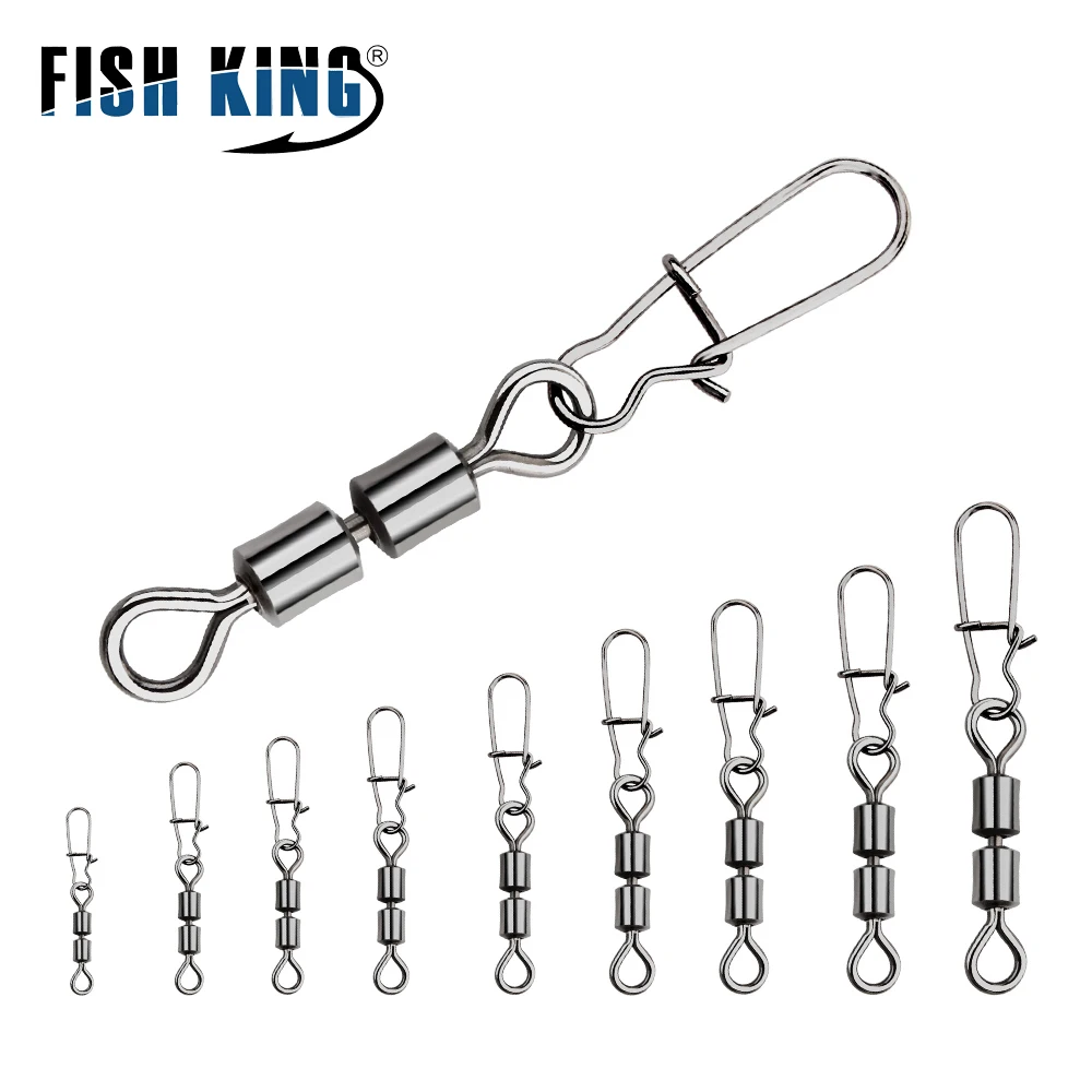 

FTK 3/0#-14# Pike Fishing Accessories Connector Pin Bearing Rolling Swivel Stainless Steel Snap Fishhook Lure Swivels Tackle