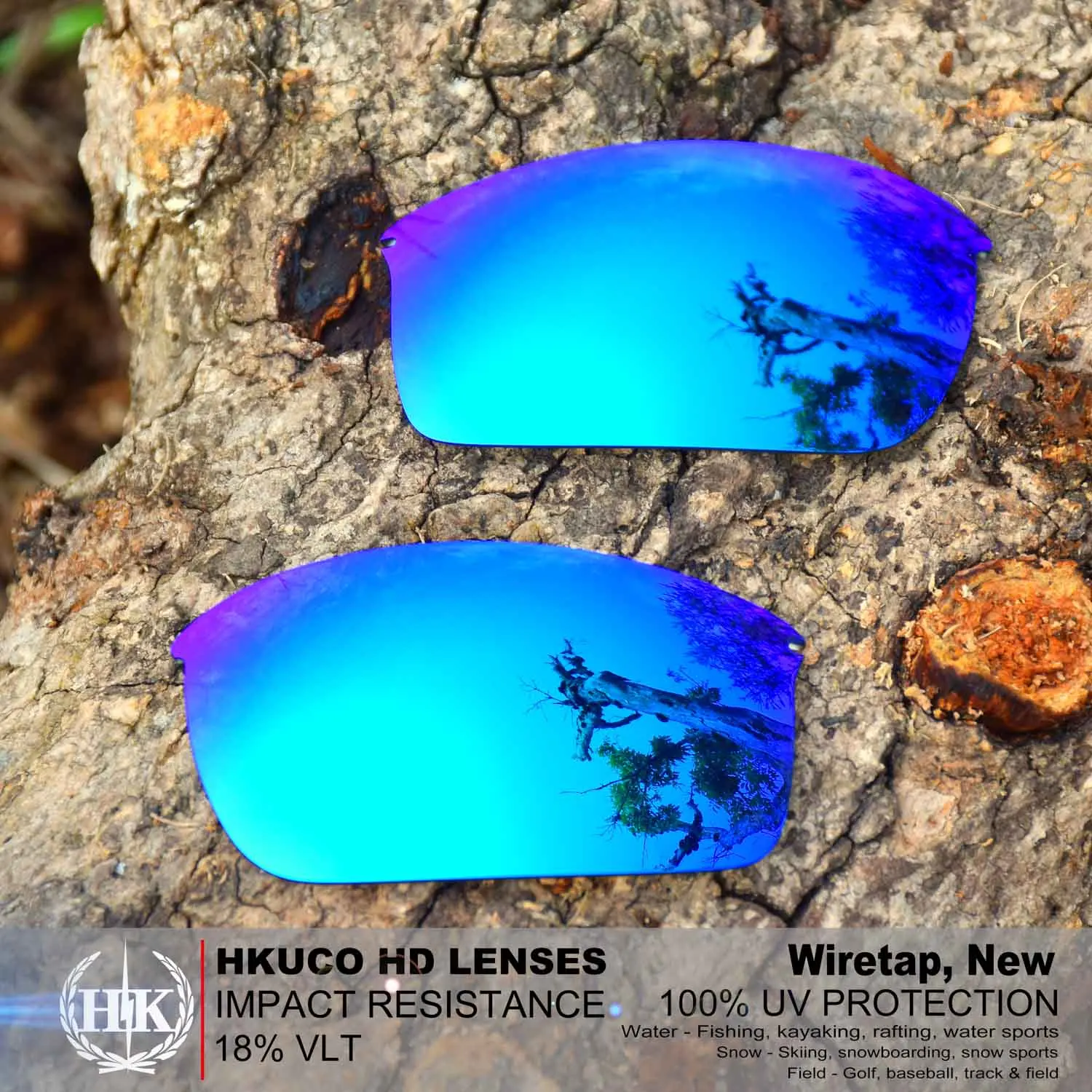 HKUCO Polarized Replacement Lenses For Wiretap-New Sunglasses Blue/Green 2 Pairs