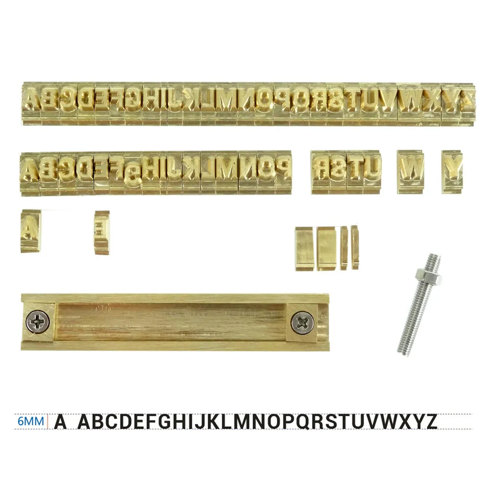 

Roboto Bold font style brass hot foil stamping letters ,based on "A" height 6mm,T type stamping letters