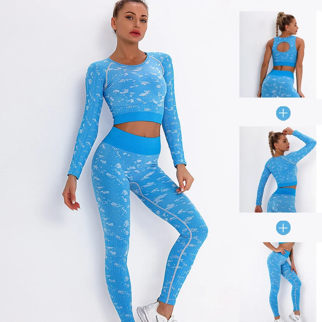 Sports 2PCS Suit Women Workout Sports Outfit Gym Women Clothing Set Sport Set Fitness Set Wear High Waist Gym Seamless Clothes