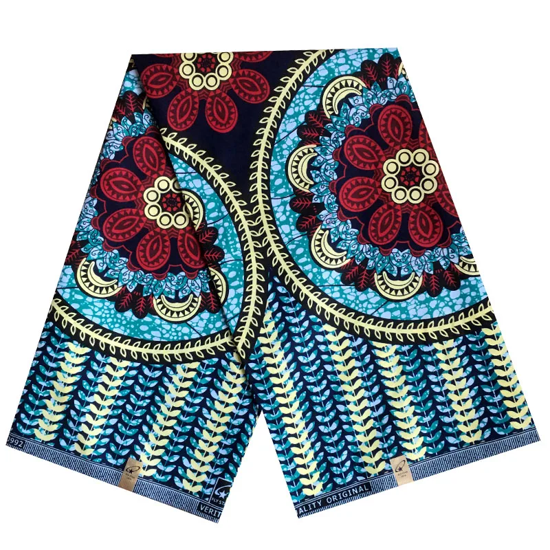 100% Polyester Ankara Africa Prints Circle Real JAVA Wax Fabric Tissu Loincloth Sewing Wedding Dress Crafts Patchwork Material