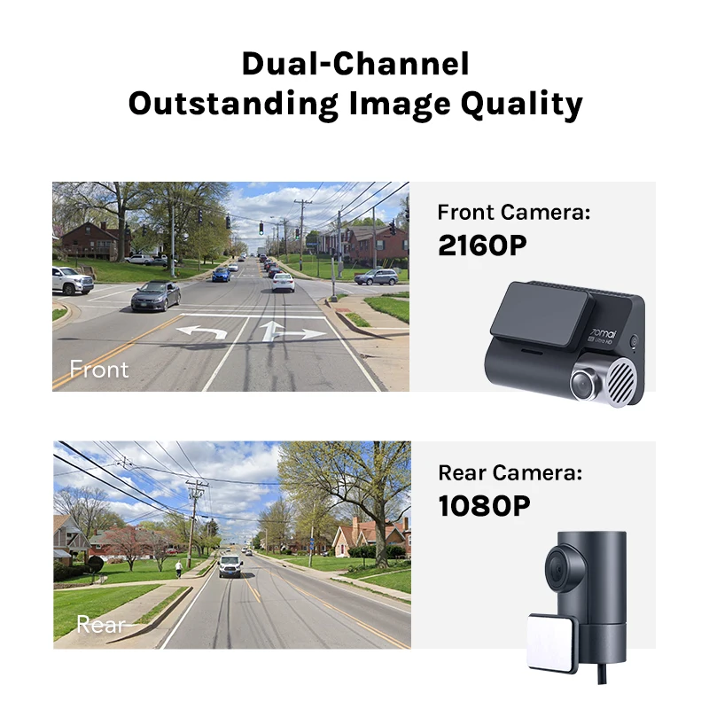 70mai Dash Cam A800S Real 4K Camera 24H Parking Guard Car DVR Auto Video Recorder Built-in GPS ADAS Front Rear Dual Vision