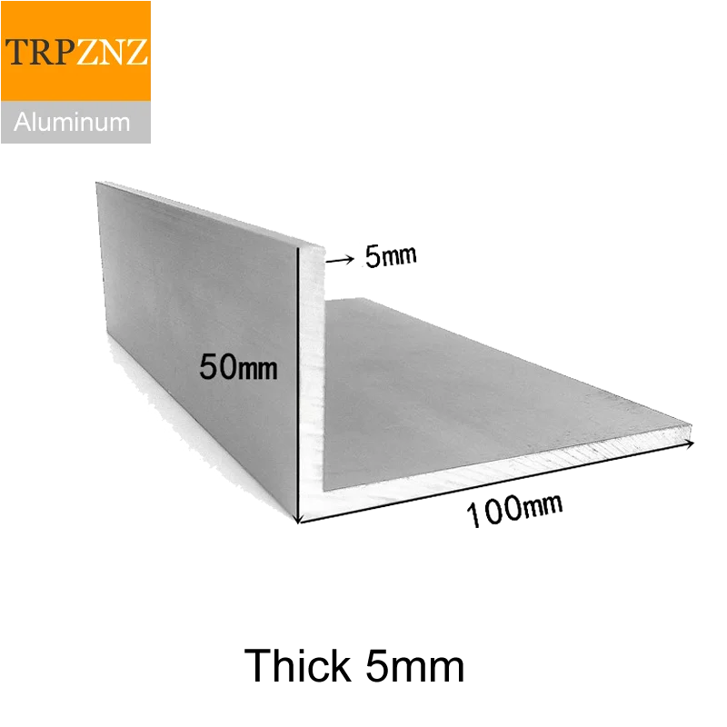 50x100mm,thick 5mm,6063 Right  Angle aluminum,L-shaped aluminum alloy,Aluminum edging triangle profile,Decoration Materials