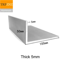 50x100mm,thick 5mm,6063 Right  Angle aluminum,L-shaped aluminum alloy,Aluminum edging triangle profile,Decoration Materials