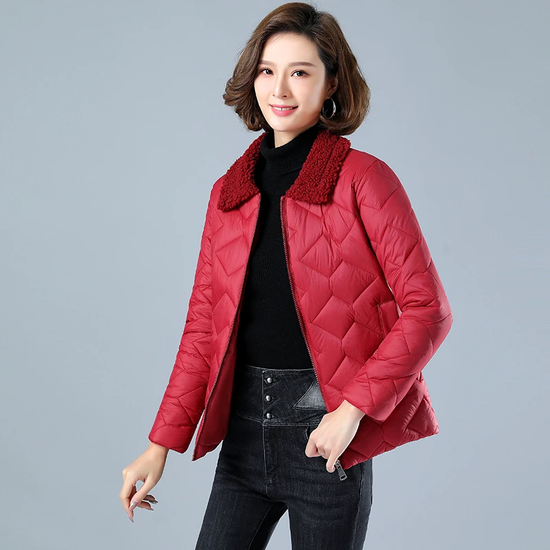 Women Lightweight Cotton Padded Parkas Short Jacket Casual Mom\'s Coat Autumn And Winter cotton Outwear